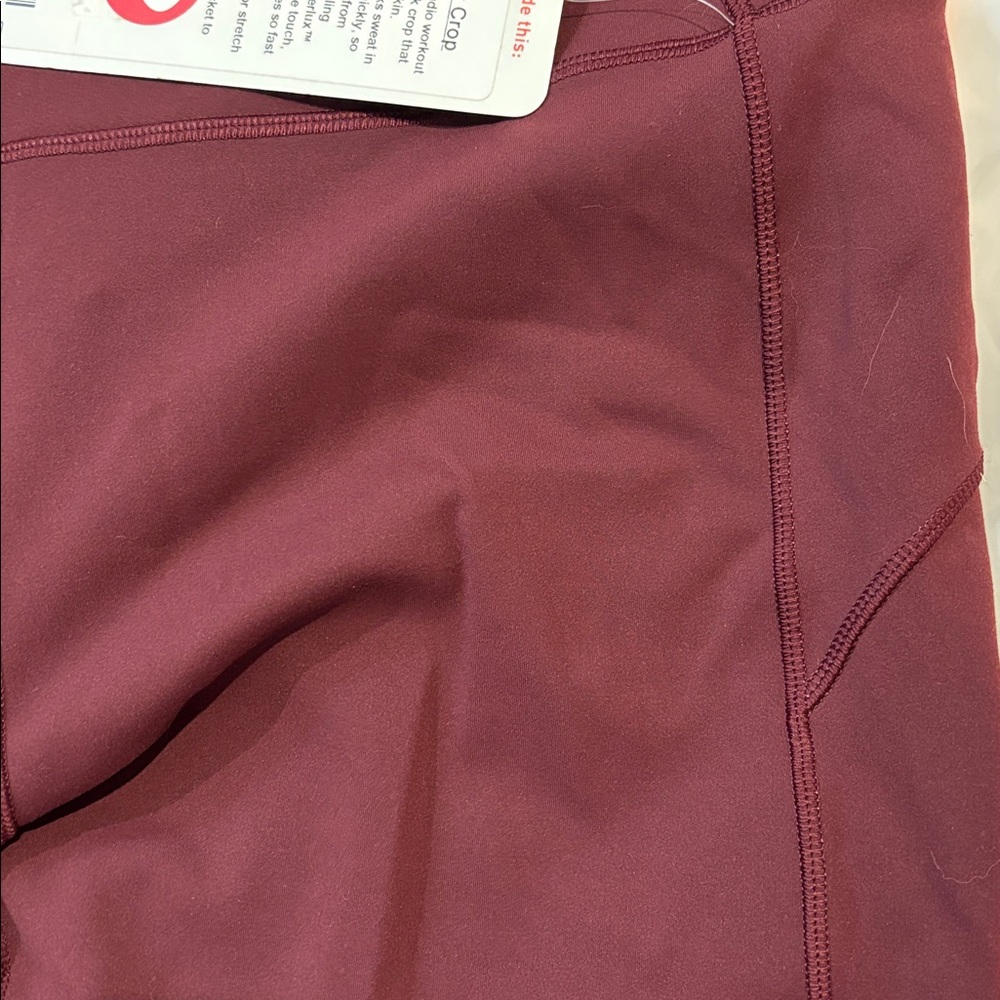 Lululemon Maroon Women's In Movement Cropped Leggings Size 12 - Picture 5 of 5